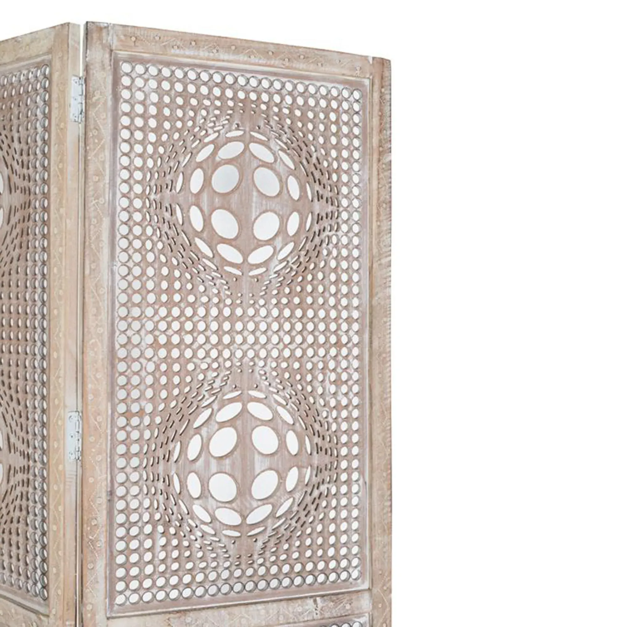 Nishkan Carved Wood Screen - Natural