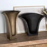 Nola Floral Metal Vase Set of 2 - Bronze, Brass