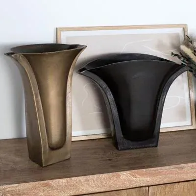 Nola Floral Metal Vase Set of 2 - Bronze, Brass image