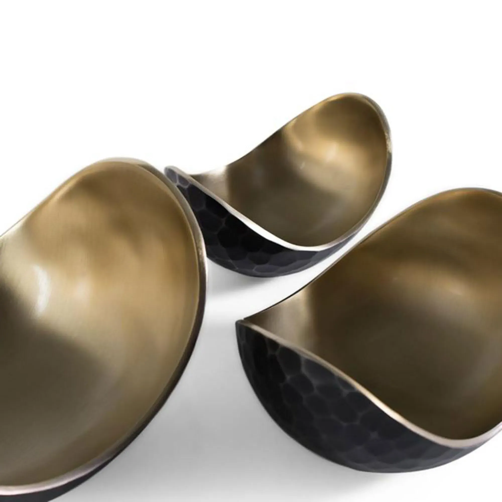 Nova Metal Bowl Set of 3 - Black, Gold