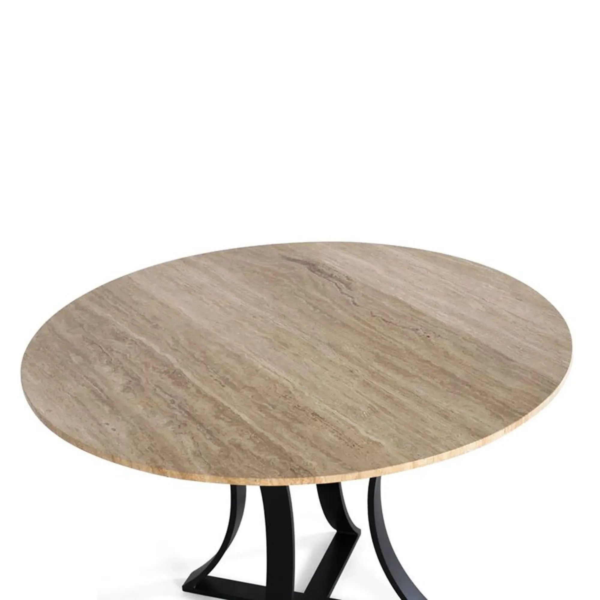 Olbia 4-Seater Round Pedestal Dining Table - Natural, Marble