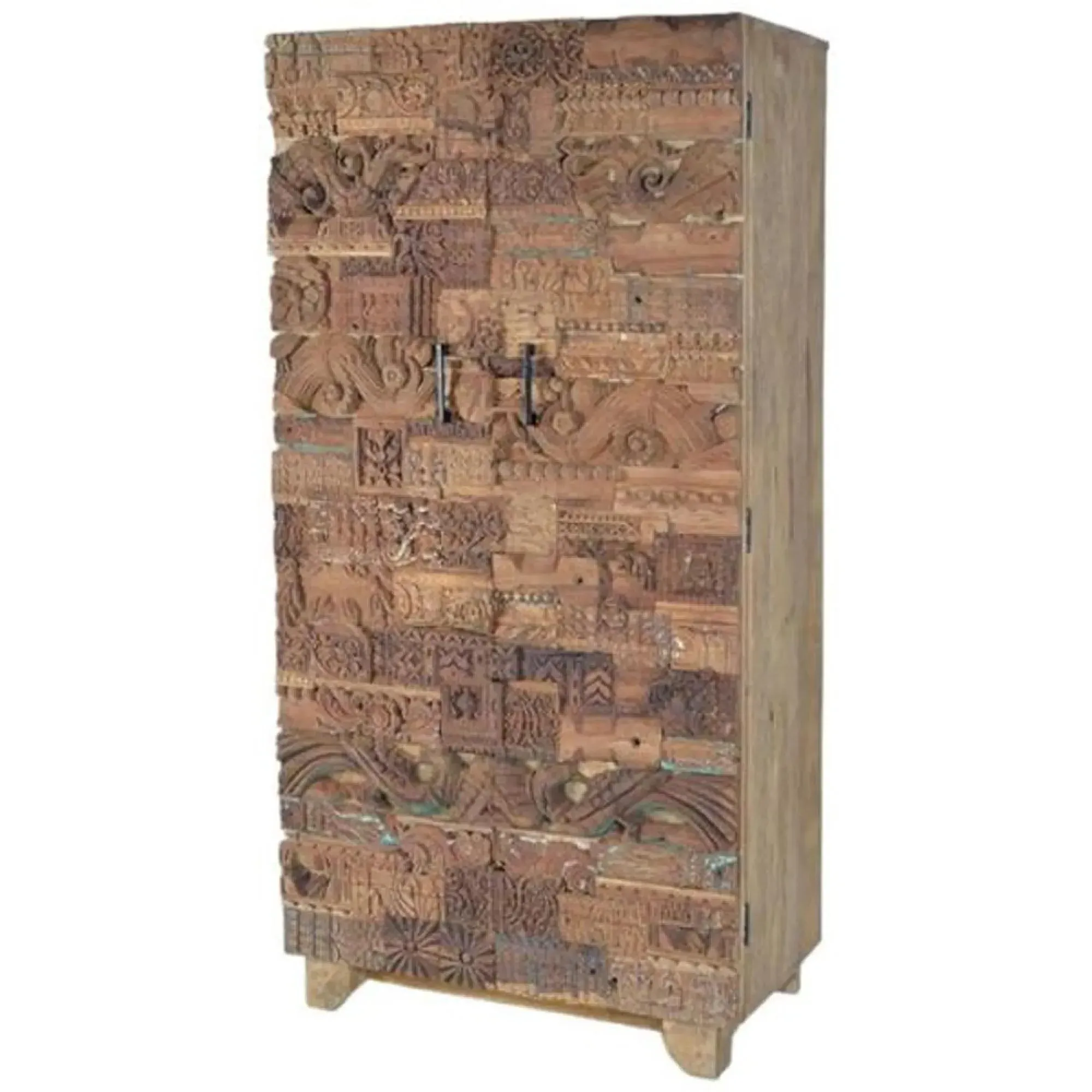 Omao Carved 2 Door Wardrobe - Natural, Mango Wood