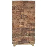 Omao Carved 2 Door Wardrobe - Natural, Mango Wood