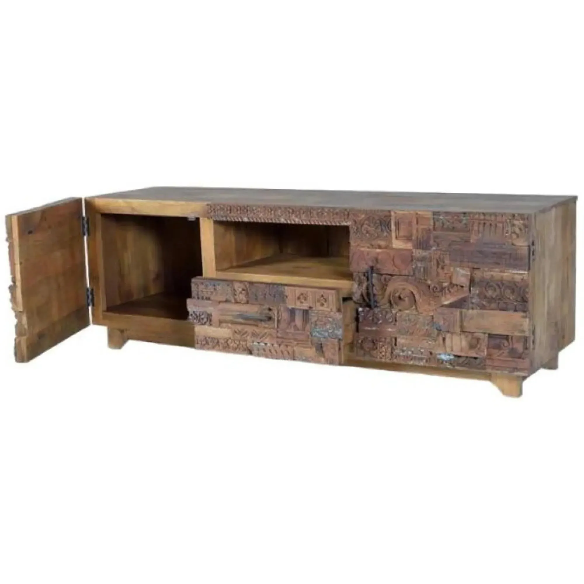 Omao Large TV Unit with Storage - Natural, Mango Wood