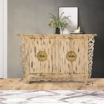 Oshteca 2 Door Medium Sideboard - Beige, Mango Wood