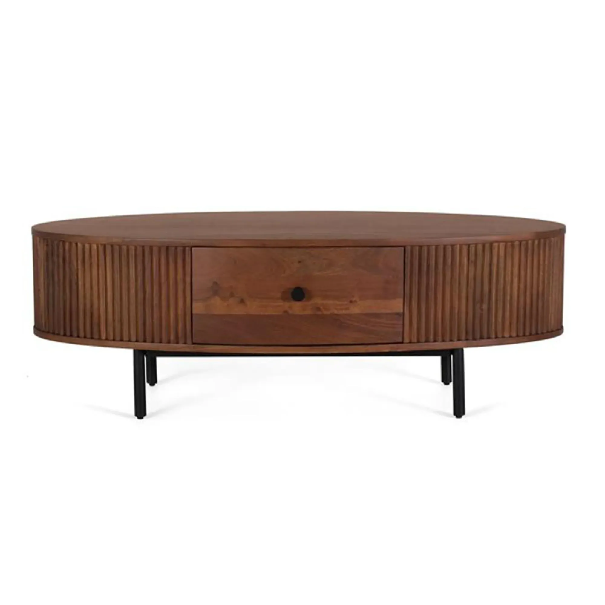 Paloma Fluted Curved 1 Drawer Coffee Table - Cherry, Acacia