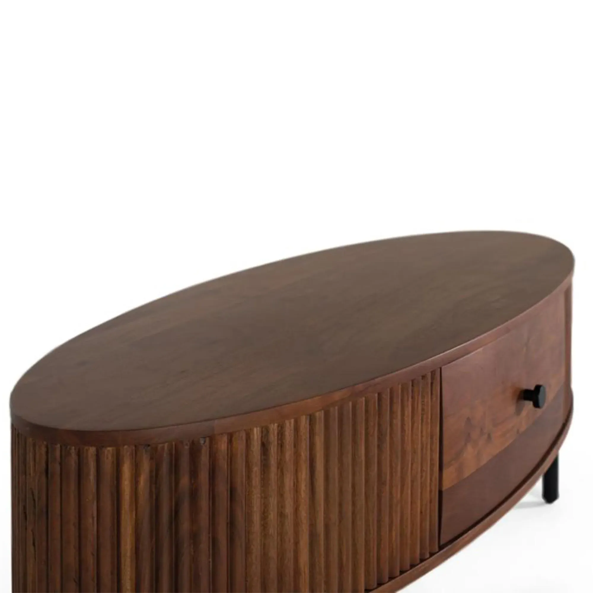 Paloma Fluted Curved 1 Drawer Coffee Table - Cherry, Acacia