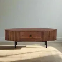 Paloma Fluted Curved 1 Drawer Coffee Table - Cherry, Acacia