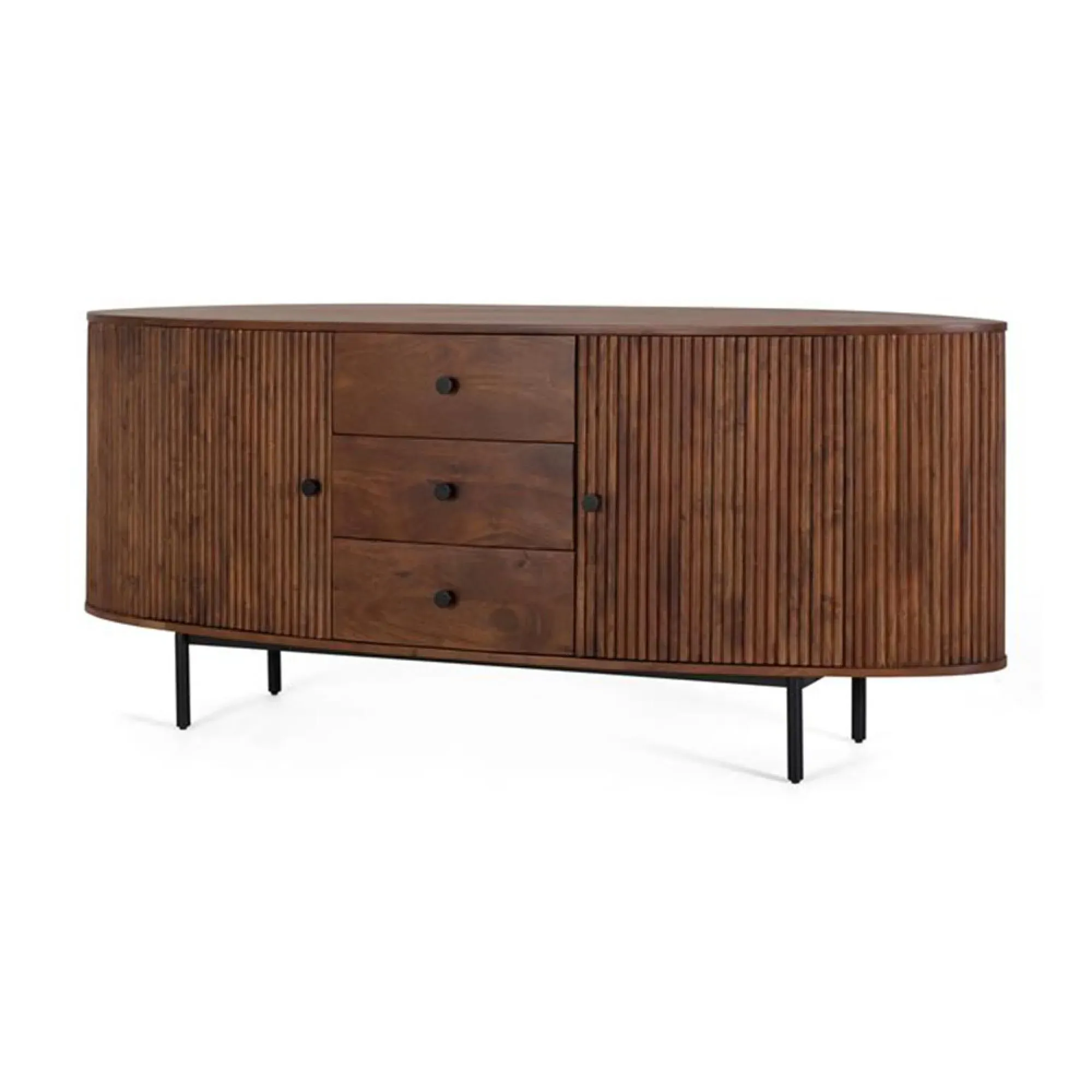 Paloma Fluted Curved 2 Door Extra Large Sideboard - Cherry, Acacia