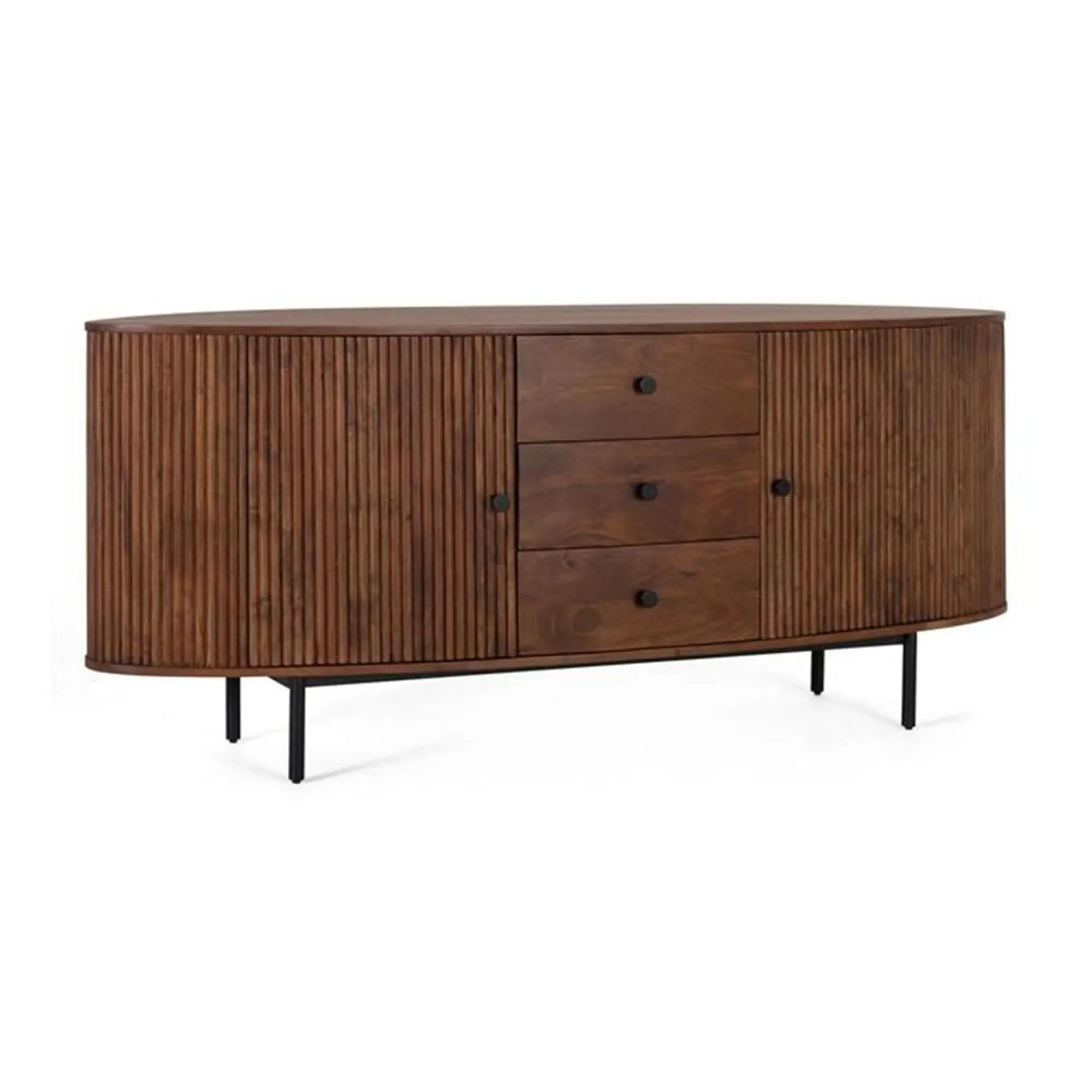 Paloma Fluted Curved 2 Door Extra Large Sideboard - Cherry, Acacia