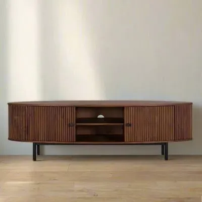 Paloma Fluted Curved 2 Door Large TV Unit - Cherry, Acacia