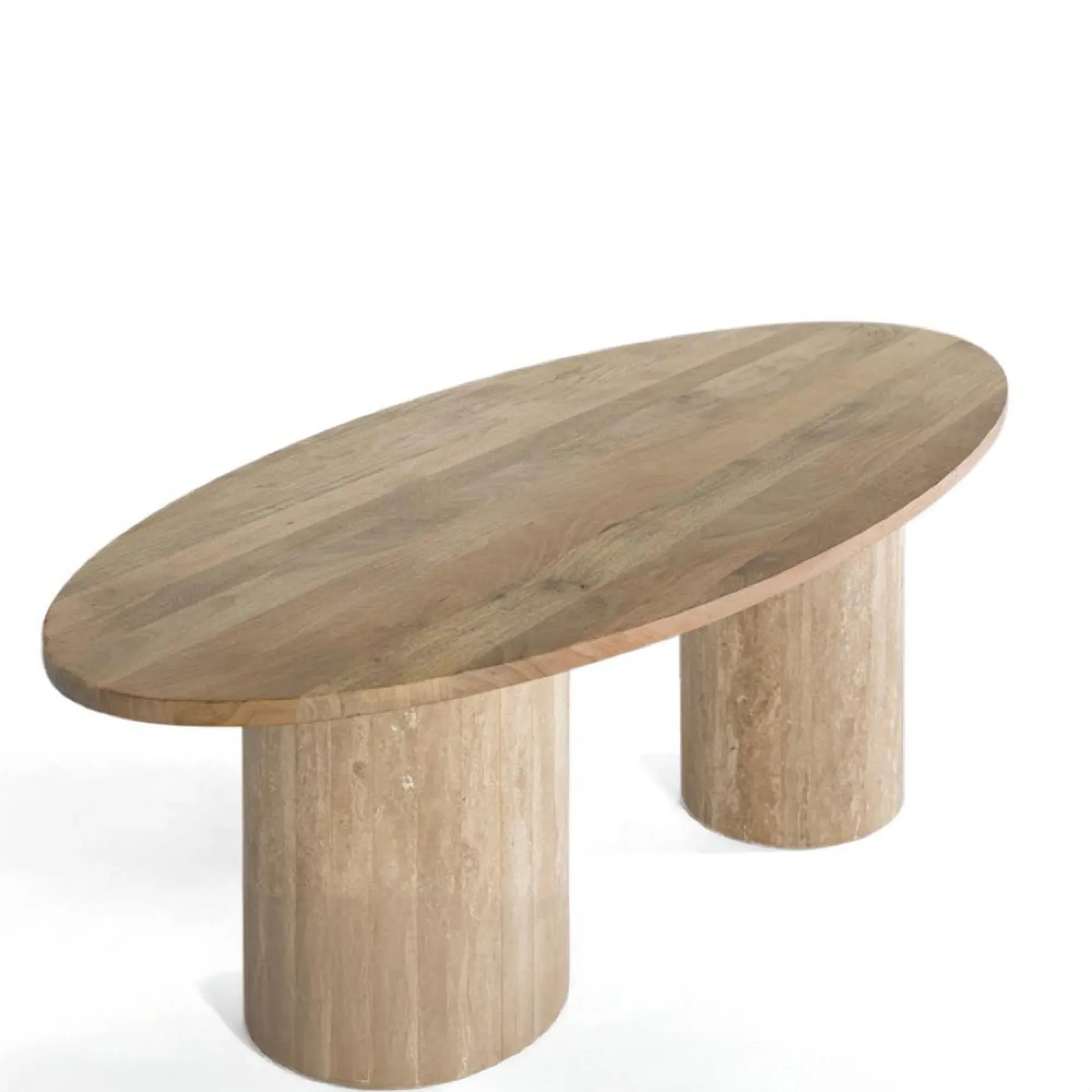 Parma Oval 8-Seater Double Pedestal Dining Table - Natural, Mango Wood