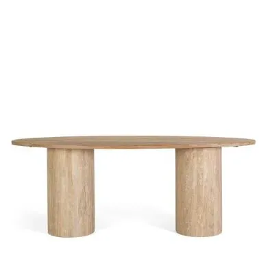 Parma Oval 8-Seater Double Pedestal Dining Table - Natural, Mango Wood