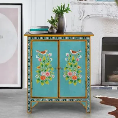 Peletier 2 Door Hall Cabinet - Blue, Mango Wood