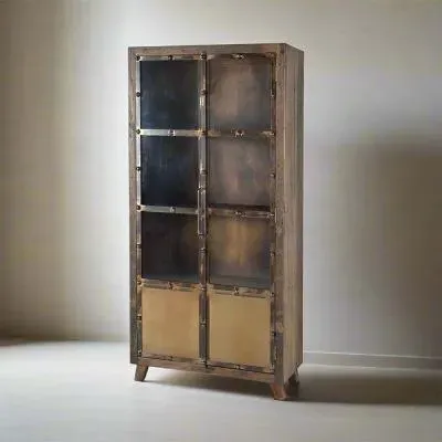 Pemberton Railway Wood 2 Door Display Cabinet - Natural