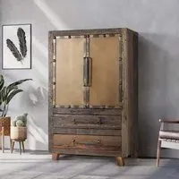 Pemberton Railway Wood 2 Door Hall Cabinet - Natural