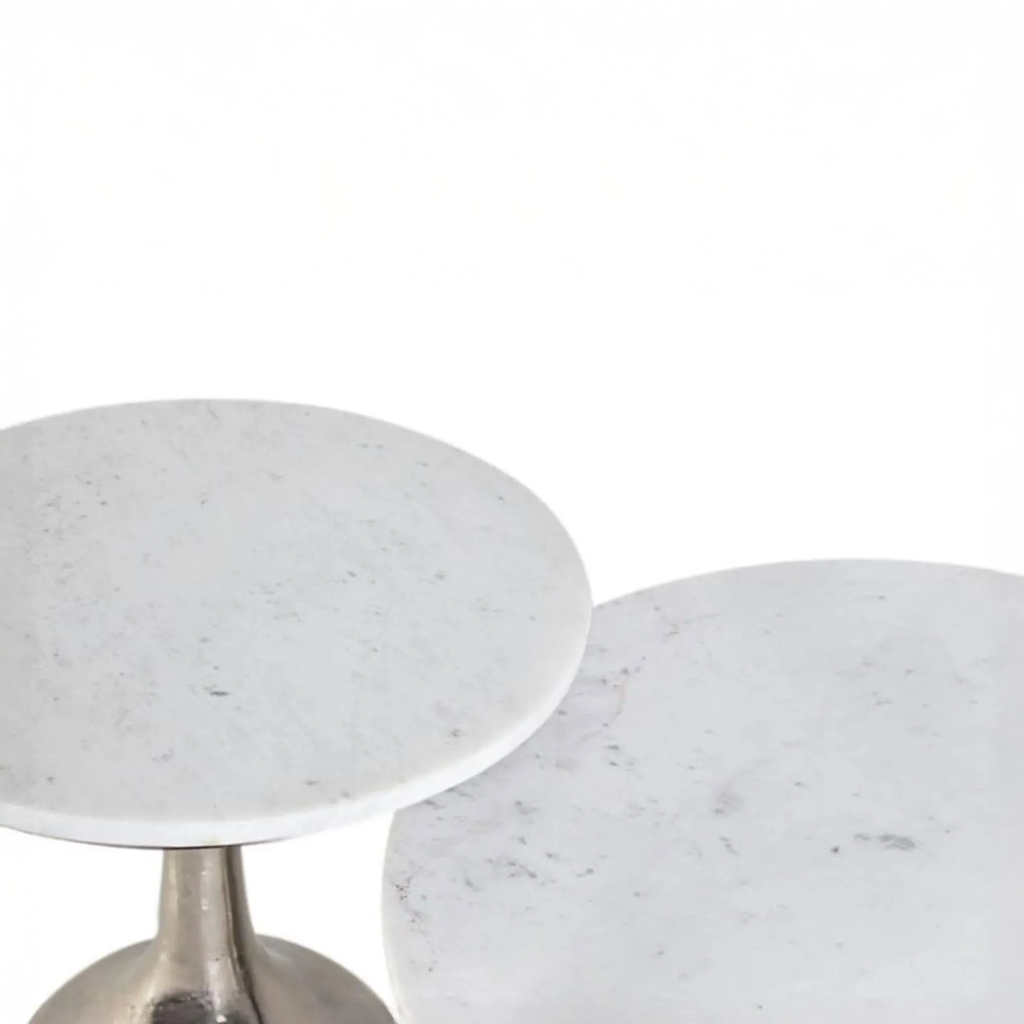 Perugia Round Side Table Set of 2 - White, Marble