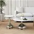 Perugia Round Side Table Set of 2 - White, Marble