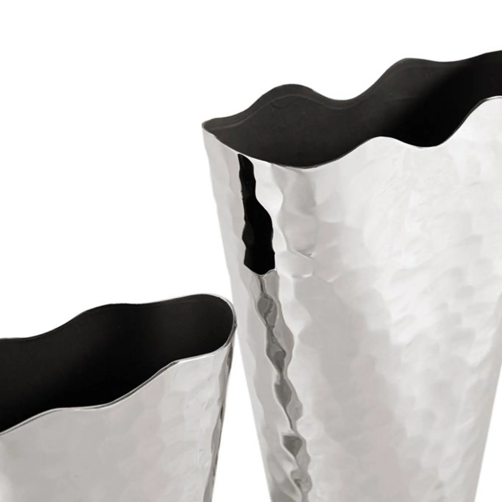 Pierre Hammered Effect Metal Vase Set of 2 - Silver