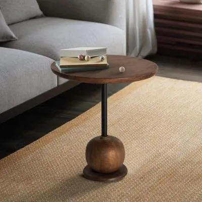 Potenza Round Side Table - Hazelnut, Mango Wood