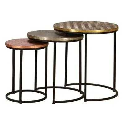 Potoa Round End Table Set of 3 - Bronze, Copper image