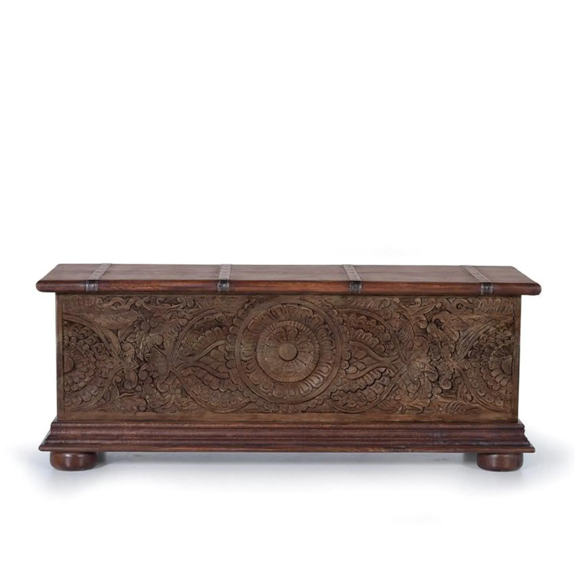 Pragraten Carved Storage Trunk - Brown, Mango Wood