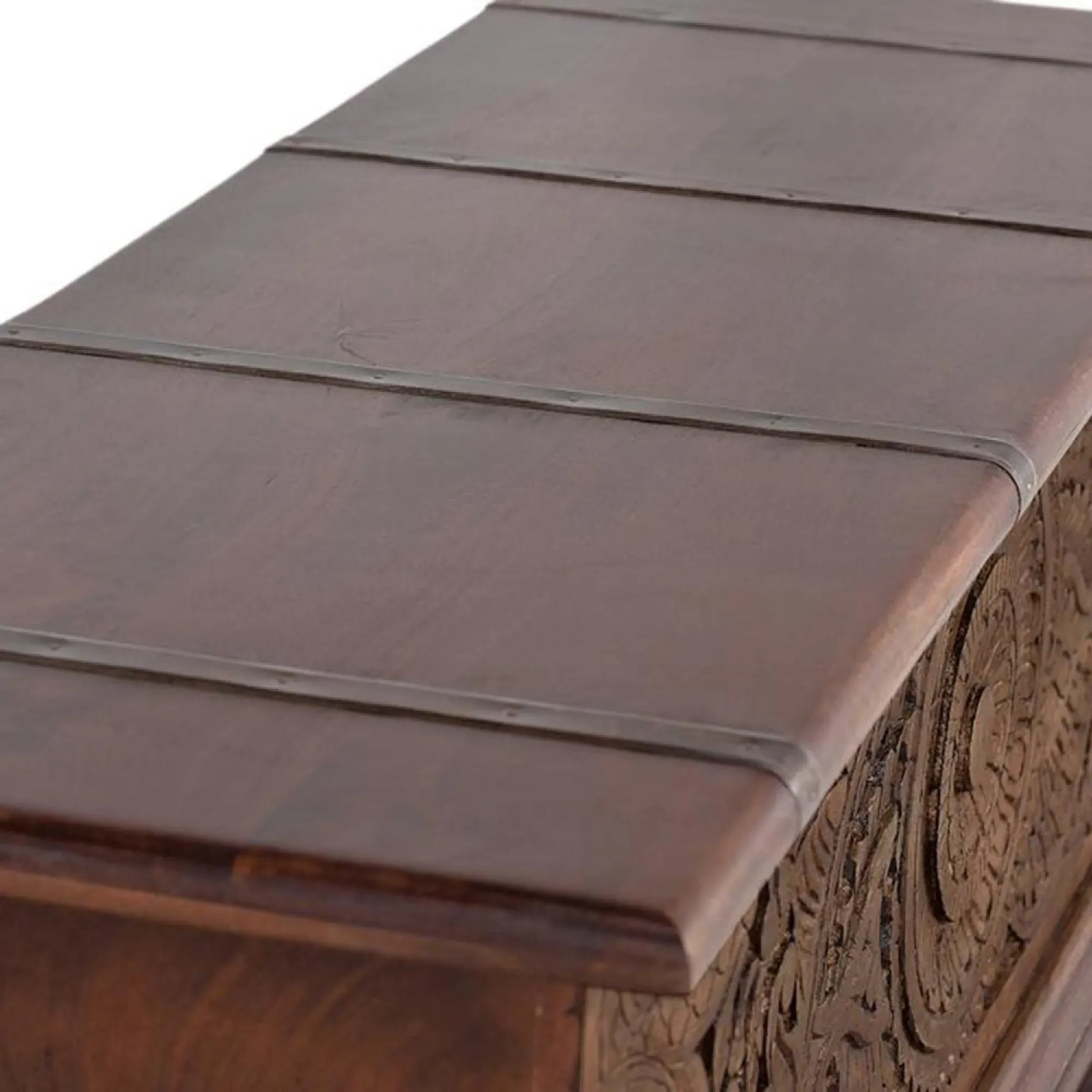 Pragraten Carved Storage Trunk - Brown, Mango Wood