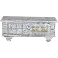 Quilk Storage Trunk - White, Mango Wood