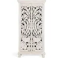 Quintana Carved 2 Door Wardrobe - Aged White, Mango Wood
