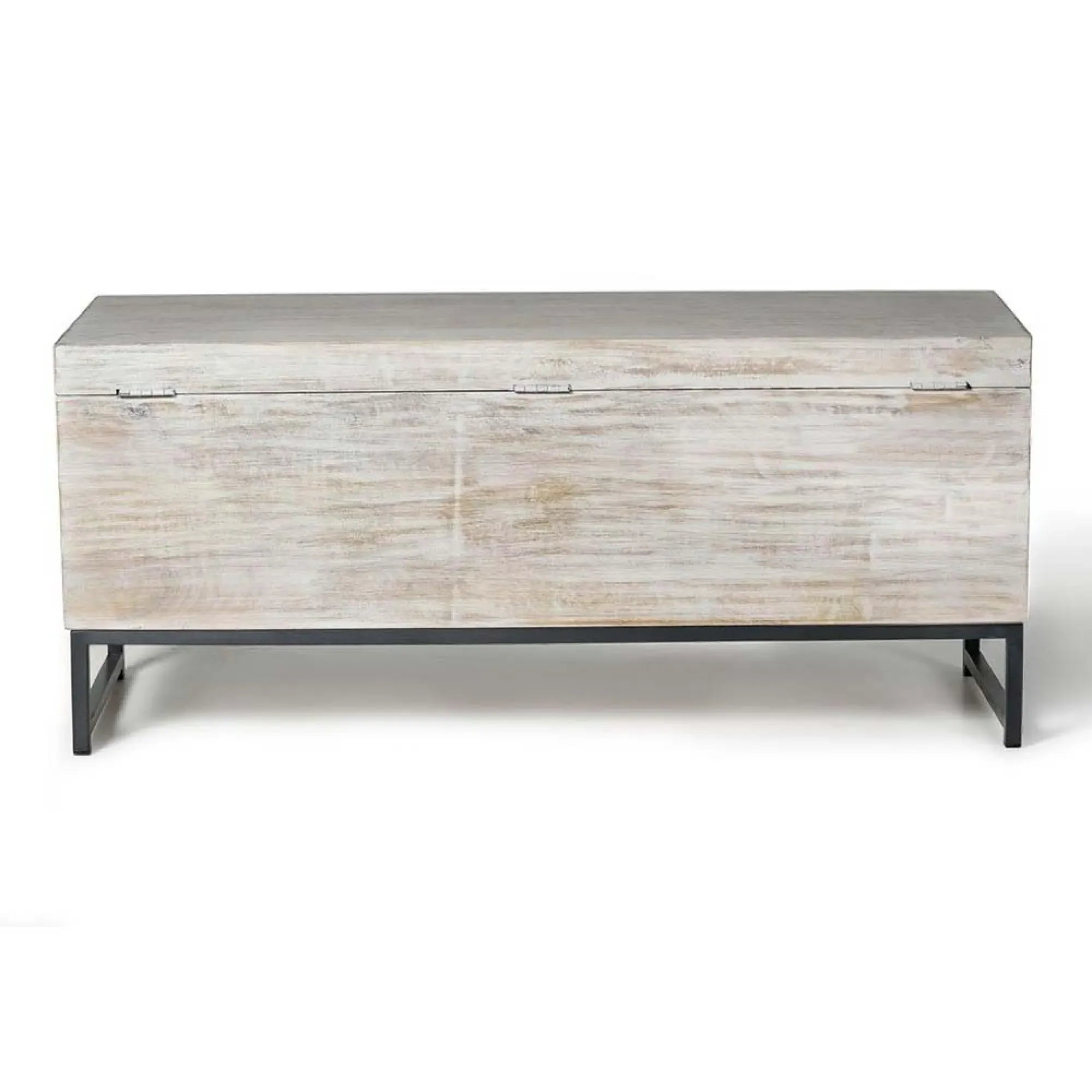 Quintana Large Storage Trunk - White Washed, Mango Wood
