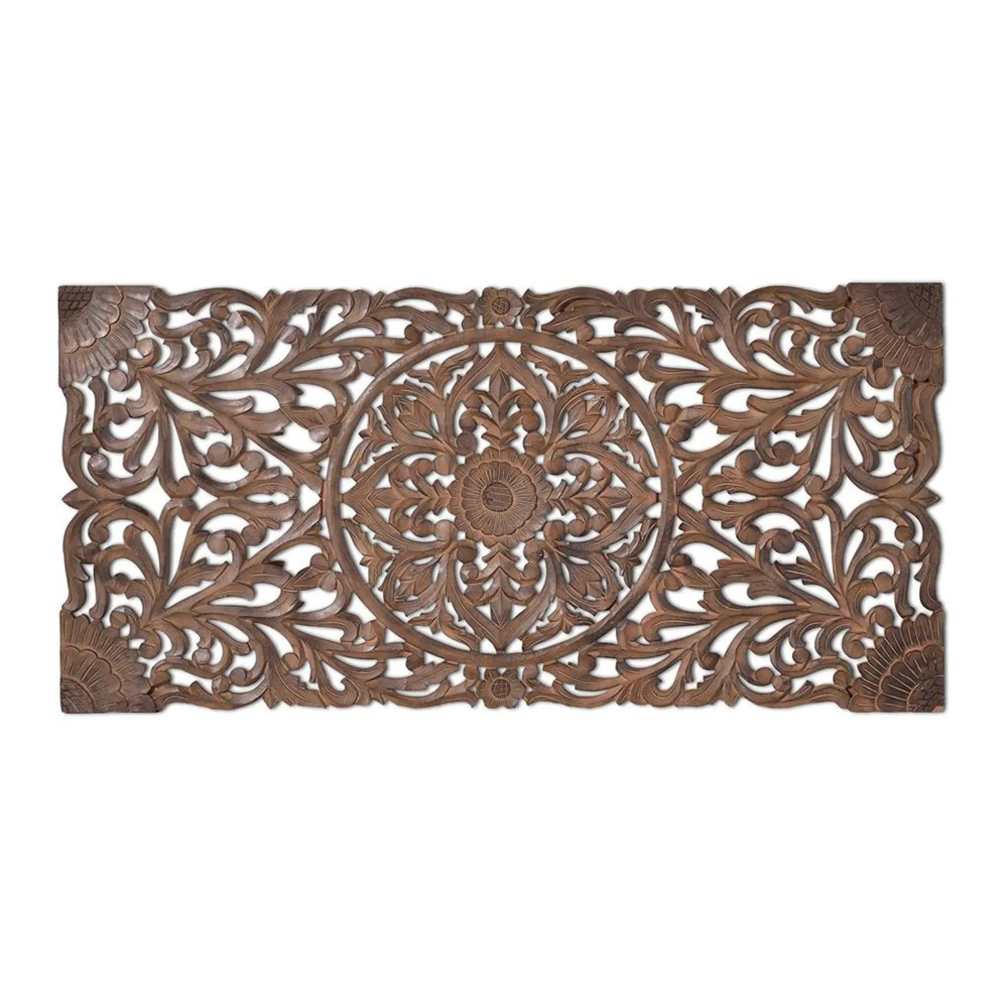 Radoyya Carved Wood Headboard - Aged Brown