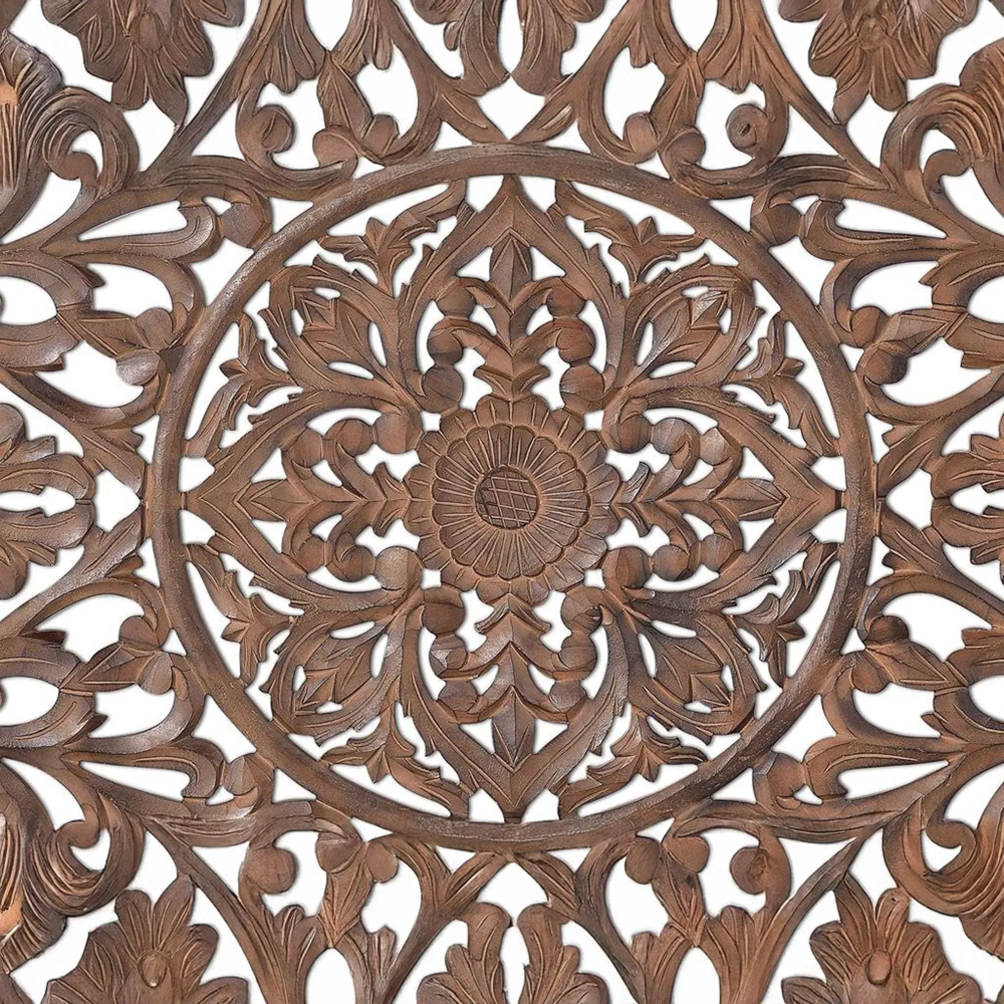 Radoyya Carved Wood Headboard - Aged Brown