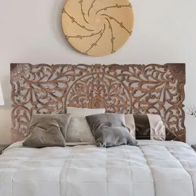 Radoyya Carved Wood Headboard - Aged Brown image