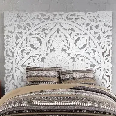 Radoyya Carved Wood Headboard - White image