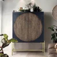 Refton Carved 2 Door Cupboard - Dark Walnut, Mango Wood