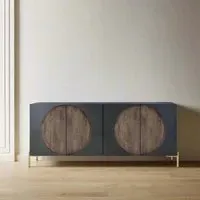 Refton Carved 4 Door Large Sideboard - Dark Walnut, Mango Wood