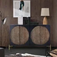 Refton Carved 4 Door Sideboard - Dark Walnut, Mango Wood