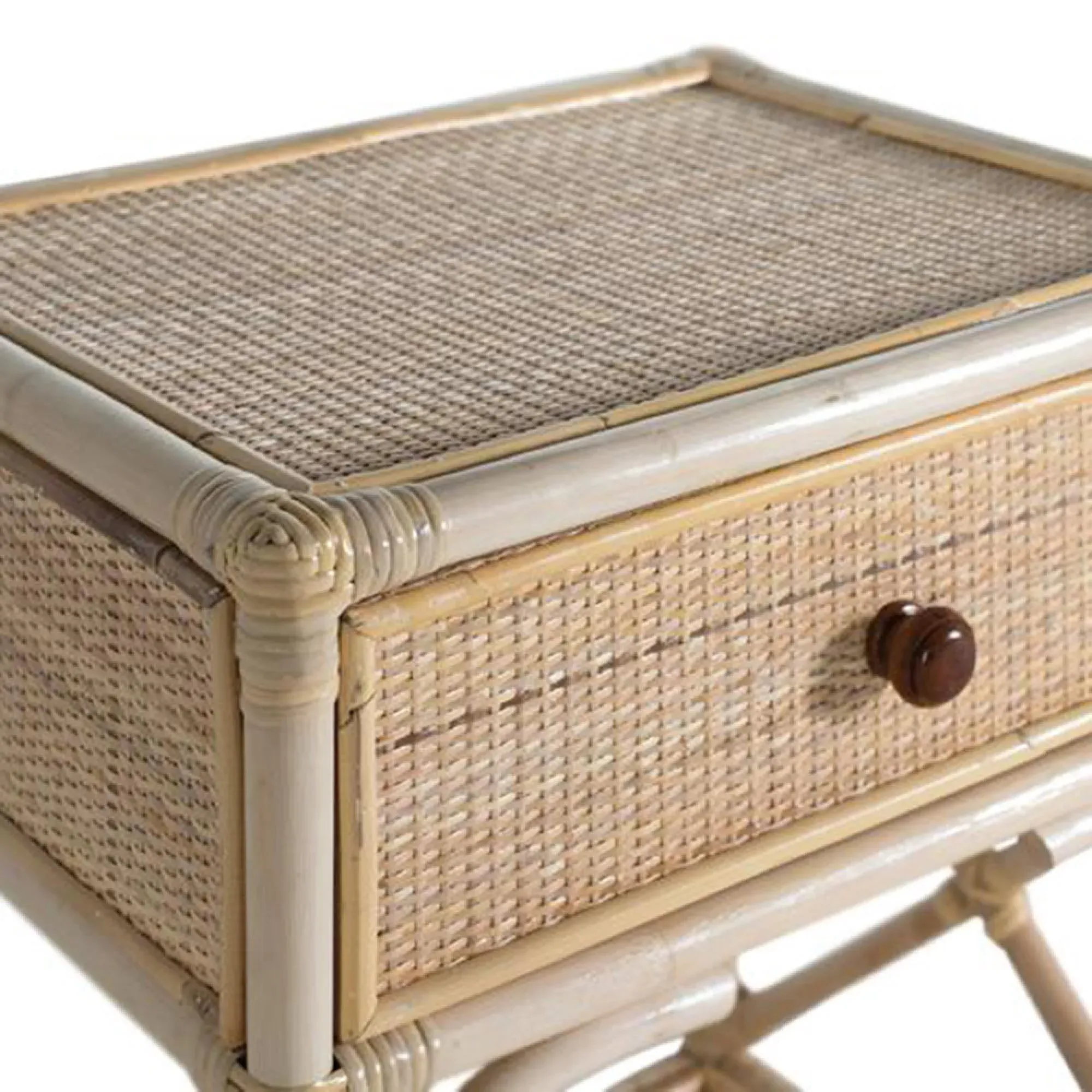 Revak 1 Drawer Bedside Table - Natural, Rattan