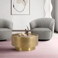 Rhayader Round Coffee Table - Gold, Metal