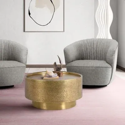 Rhayader Round Coffee Table - Gold, Metal image