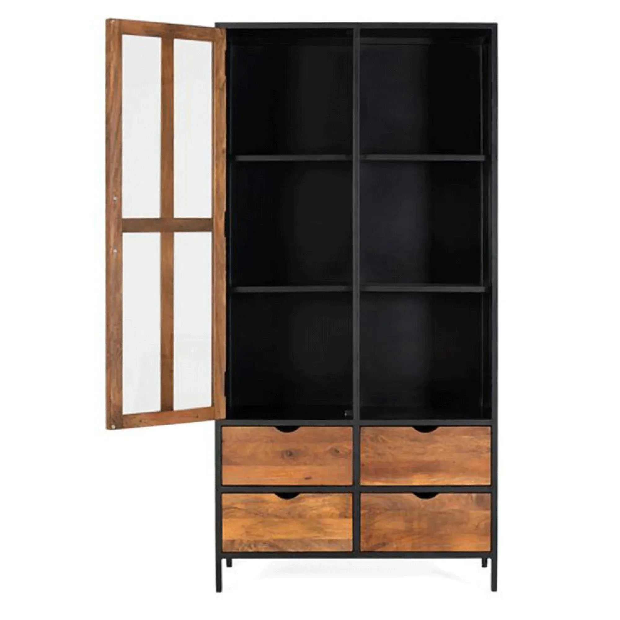 Rieti 1 Door Display Cabinet - Natural, Mango Wood