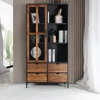Rieti 1 Door Display Cabinet - Natural, Mango Wood