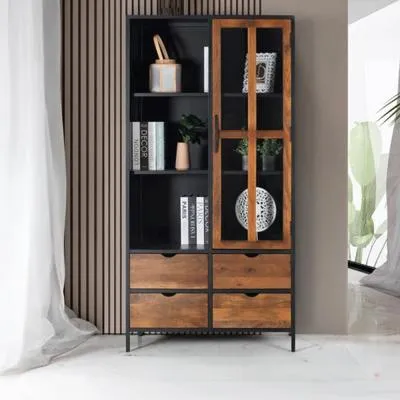 Rieti 1 Door Display Cabinet - Natural, Mango Wood image