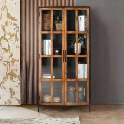 Rieti 2 Door Display Cabinet - Natural, Mango Wood image