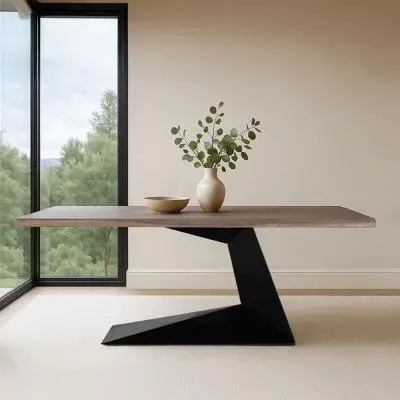 Rieti 8-Seater Pedestal Dining Table - Rustic, Acacia Wood