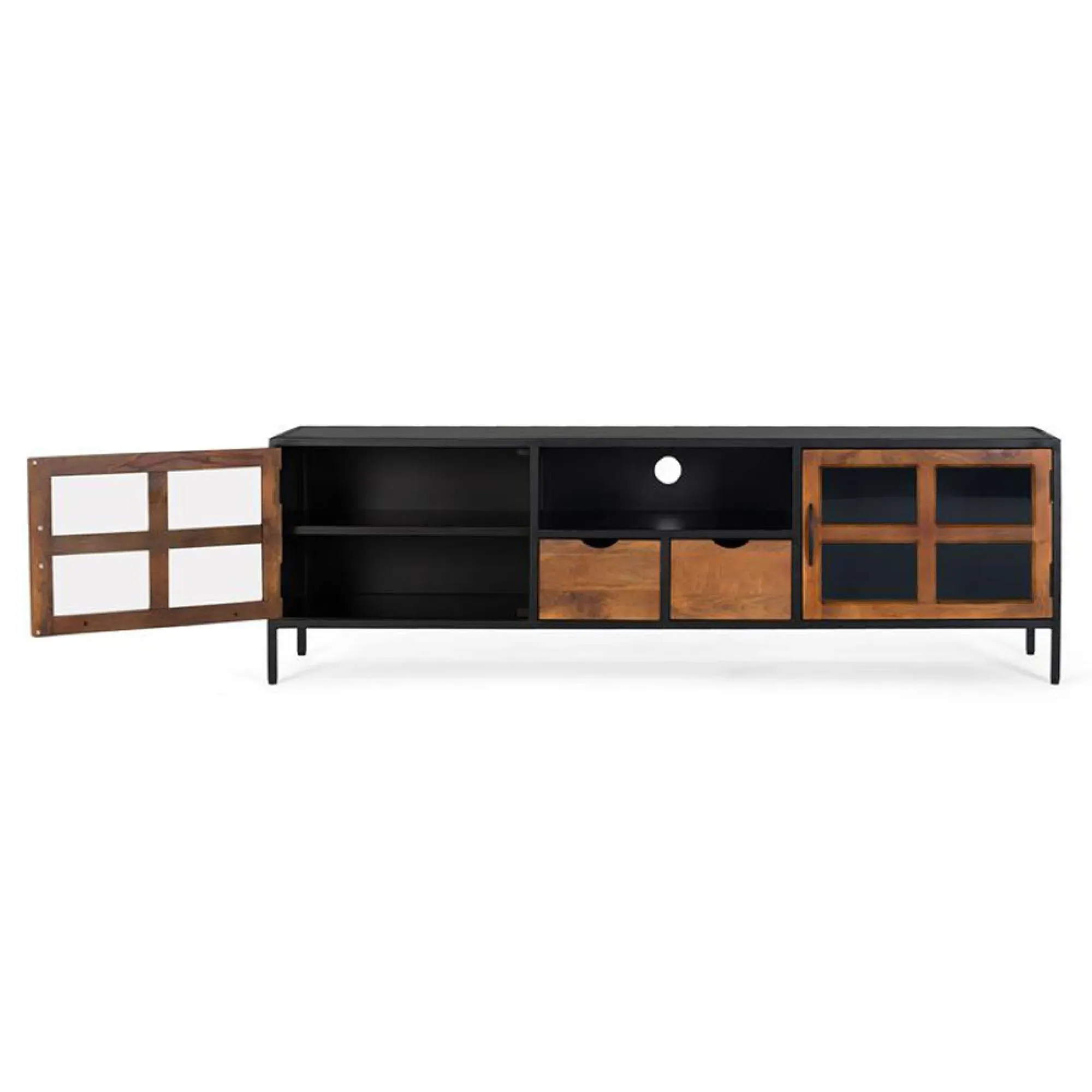 Rieti Large TV Unit with Storage - Natural, Mango Wood