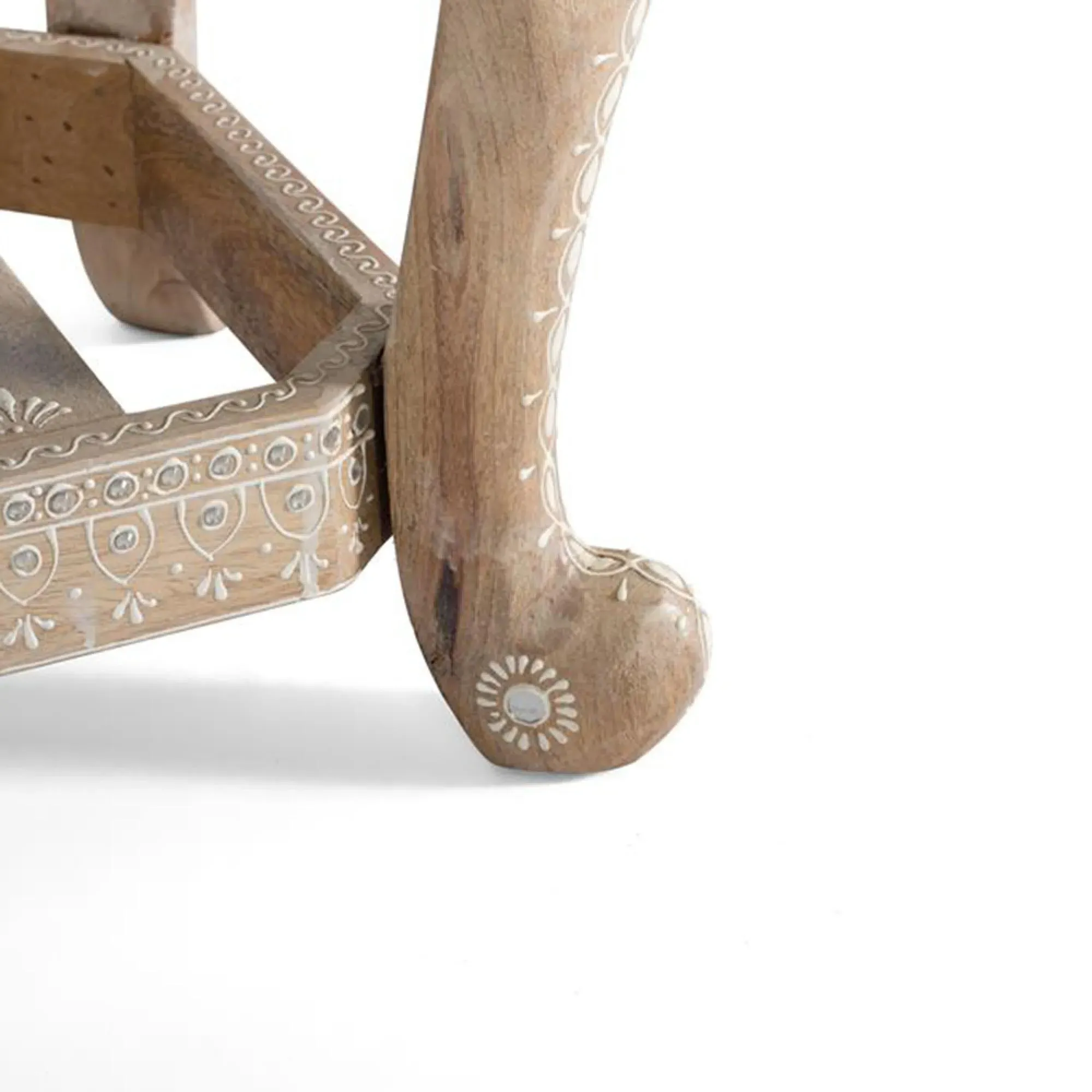 Ringtown Padded Bench - Aged White, Mango Wood