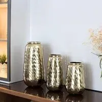 Ripon Hammered Effect Metal Vase Set of 3 - Gold