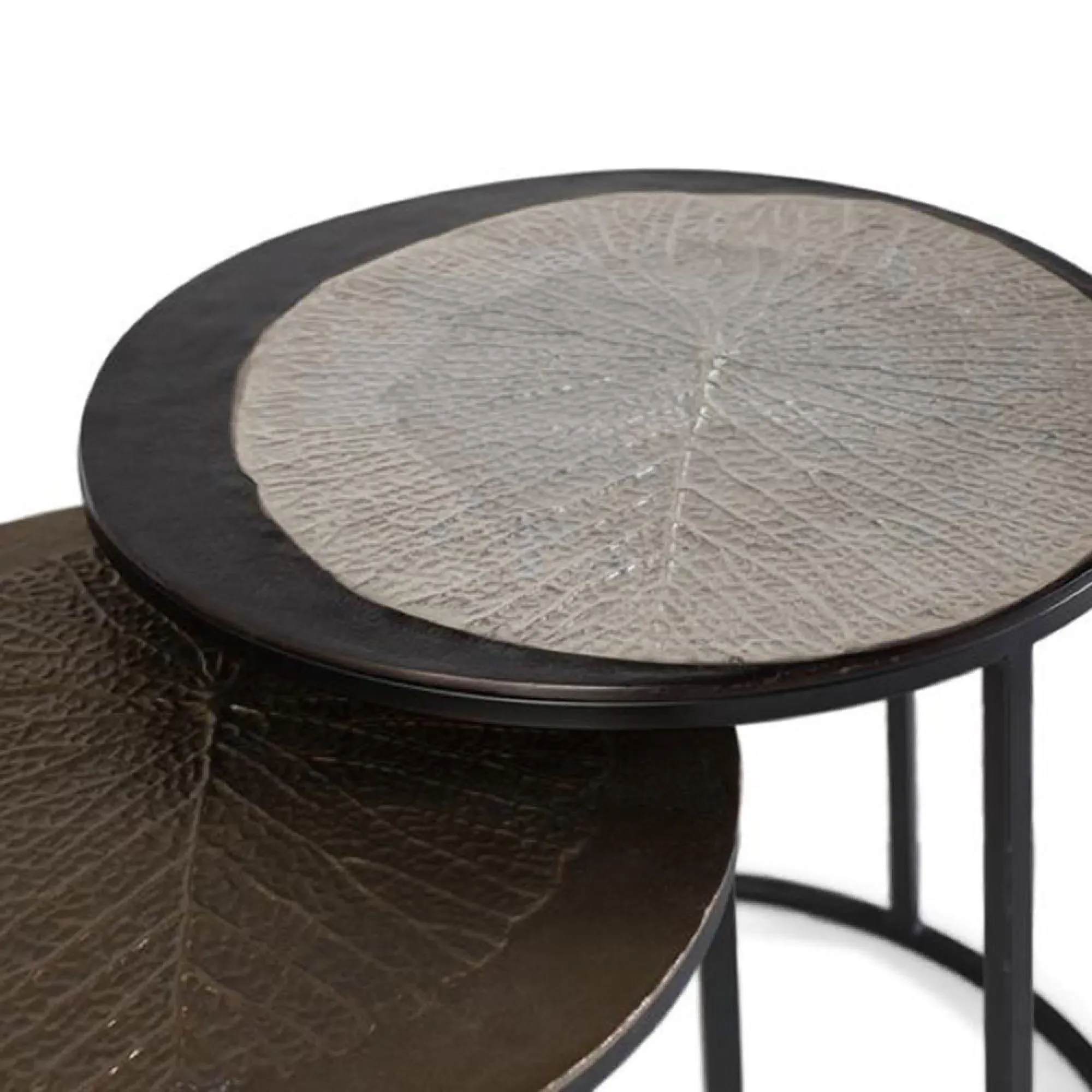 Rome Round Nest of 2 Tables - Bronze, Metal