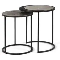 Rome Round Nest of 2 Tables - Bronze, Metal
